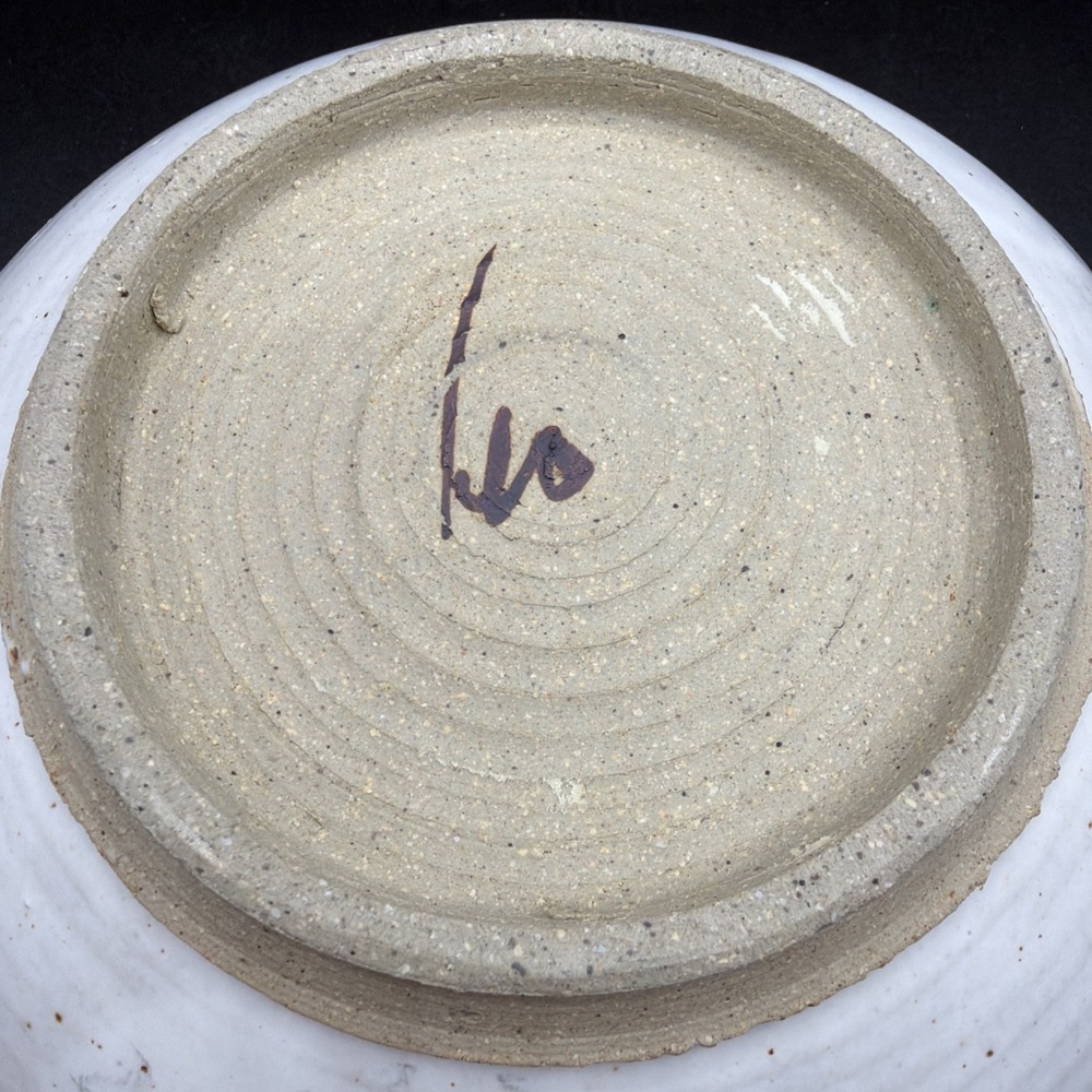 VTG Artist Signed Studio Pottery Large Serving Bowl Glazed Stoneware Signed 12" - Picture 7 of 7